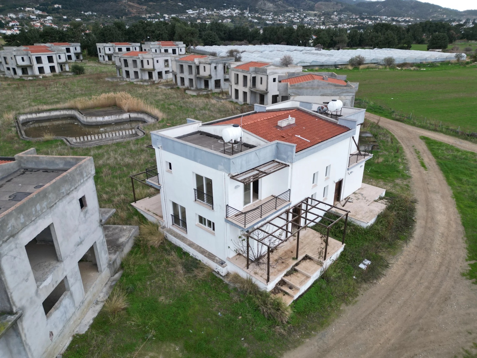 Aerial 4K capture of a Cyprus residential construction site