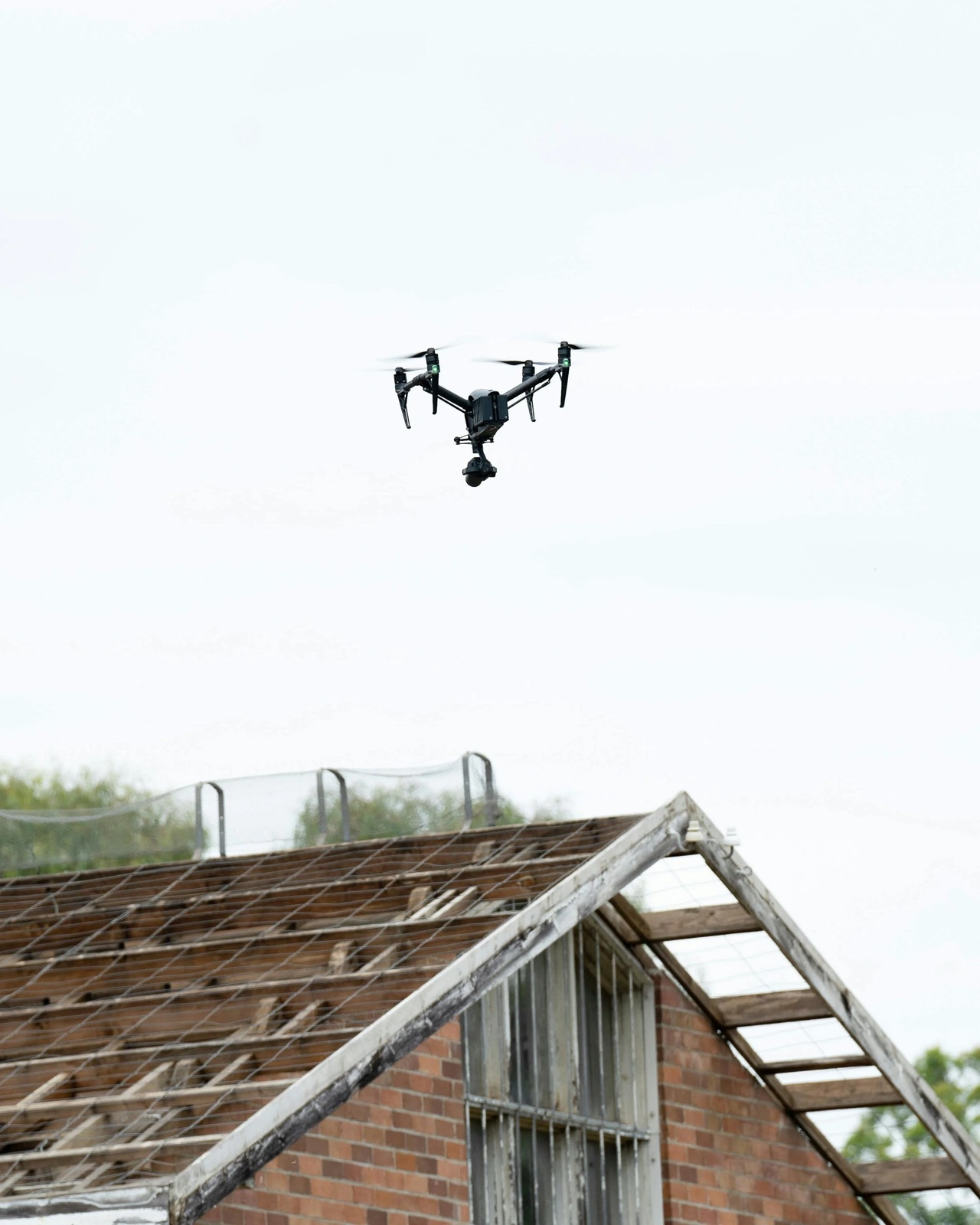 Quadcopter drone flying above a site in Cyprus