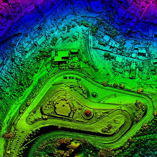 Colour-graded orthophoto elevation map of a site generated from drone photogrammetry